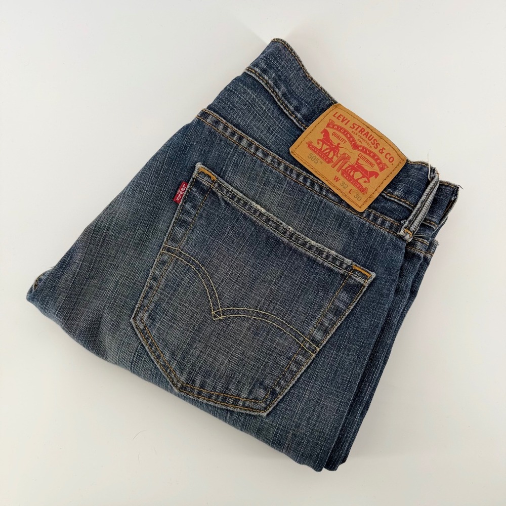 Levi's 505 Regular Fit Straight Leg Jeans Medium Wash Denim 32x30‎ Blue Mens